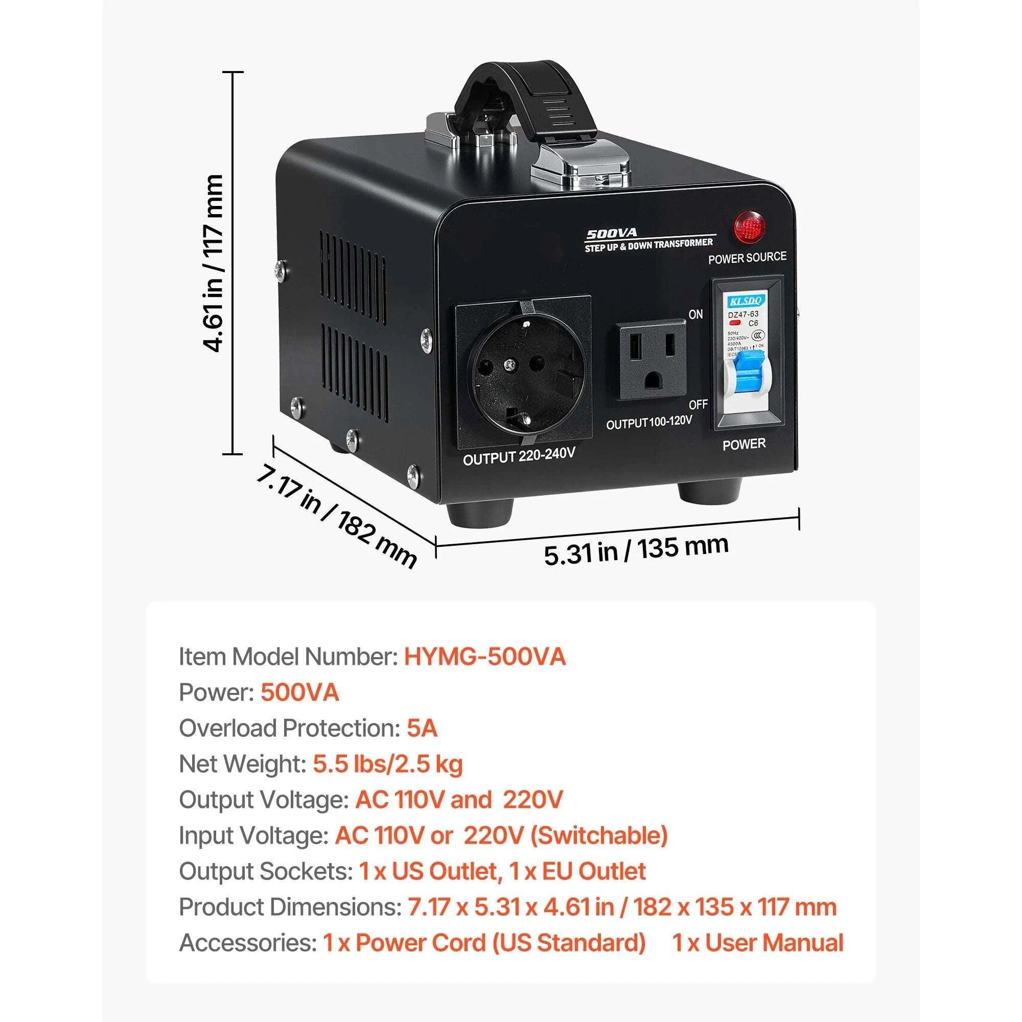 Step Up & Down Voltage Converter Transformer 500–6000VA US/EU-3000VA Automatic / United States