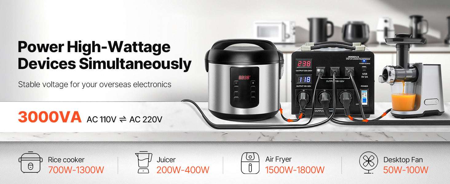 Step Up & Down Voltage Converter Transformer 500–6000VA US/EU-3000VA Automatic / United States