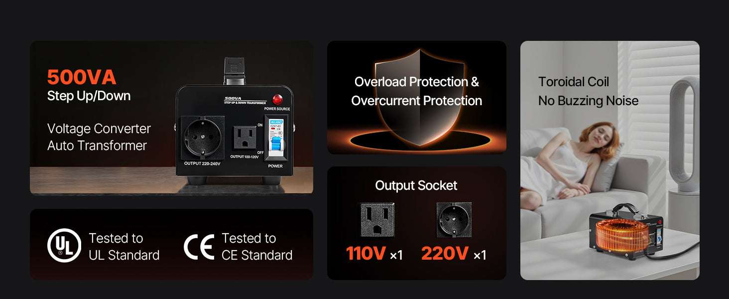 Step Up & Down Voltage Converter Transformer 500–6000VA US/EU-3000VA Automatic / United States