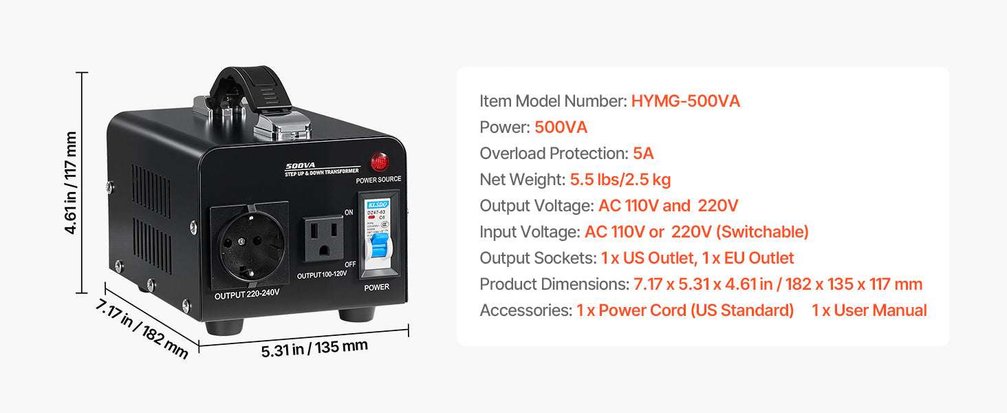 Step Up & Down Voltage Converter Transformer 500–6000VA US/EU-3000VA Automatic / United States