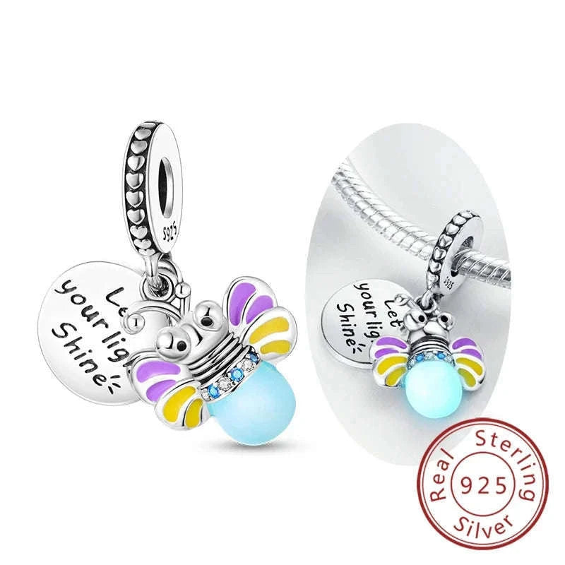 Sterling Silver Firefly, Bee, Butterfly & Hummingbird Charms-KTC191