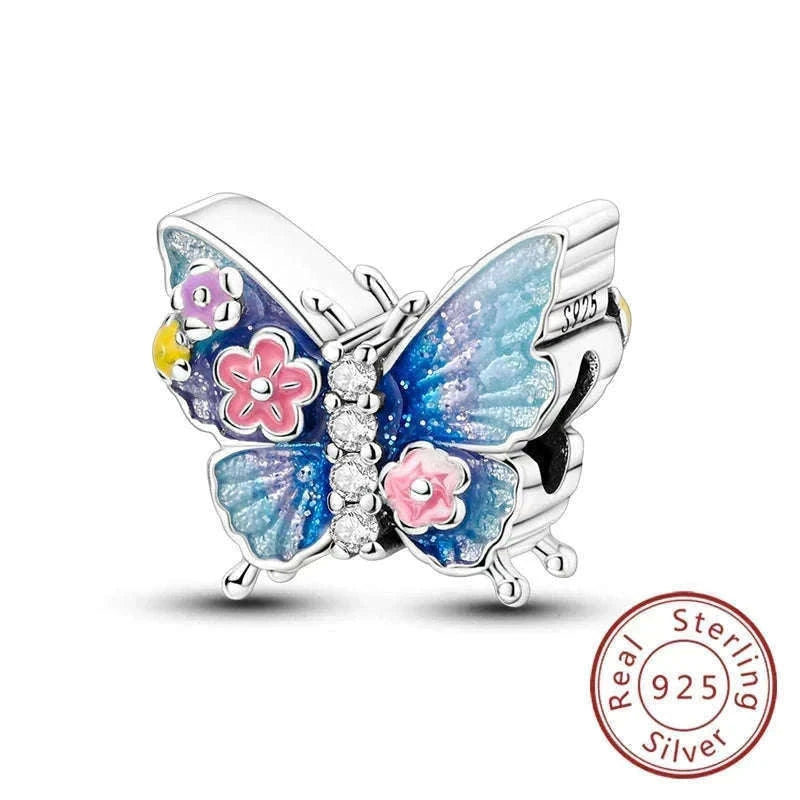 Sterling Silver Firefly, Bee, Butterfly & Hummingbird Charms-KTC191