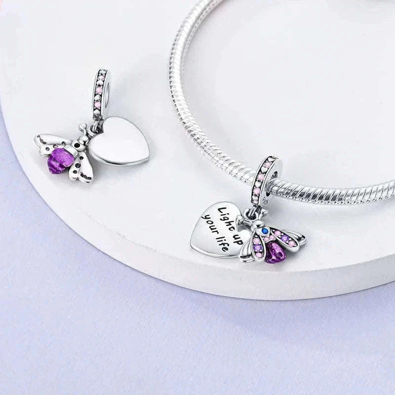 Sterling Silver Firefly, Bee, Butterfly & Hummingbird Charms-KTC191