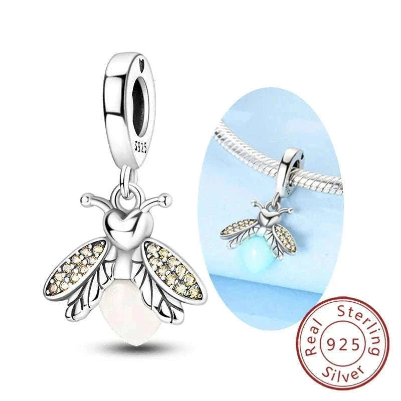 Sterling Silver Firefly, Bee, Butterfly & Hummingbird Charms-KTC191