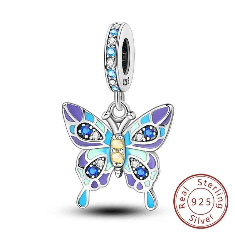 Sterling Silver Firefly, Bee, Butterfly & Hummingbird Charms-KTC191