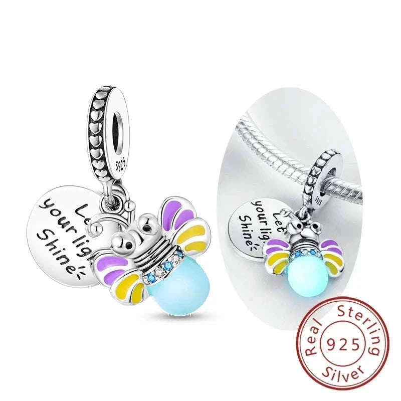 Sterling Silver Firefly, Bee, Butterfly & Hummingbird Charms-KTC191