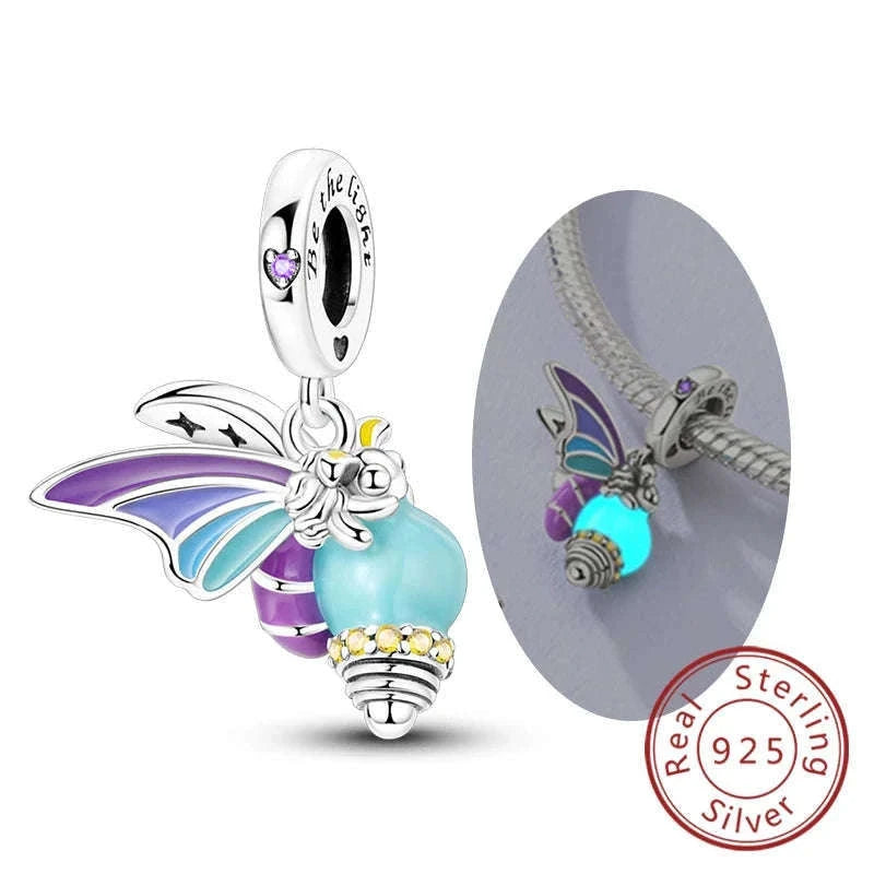 Sterling Silver Firefly, Bee, Butterfly & Hummingbird Charms-KTC191
