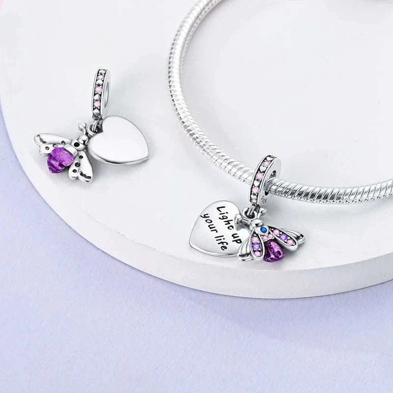 Sterling Silver Firefly, Bee, Butterfly & Hummingbird Charms-KTC191