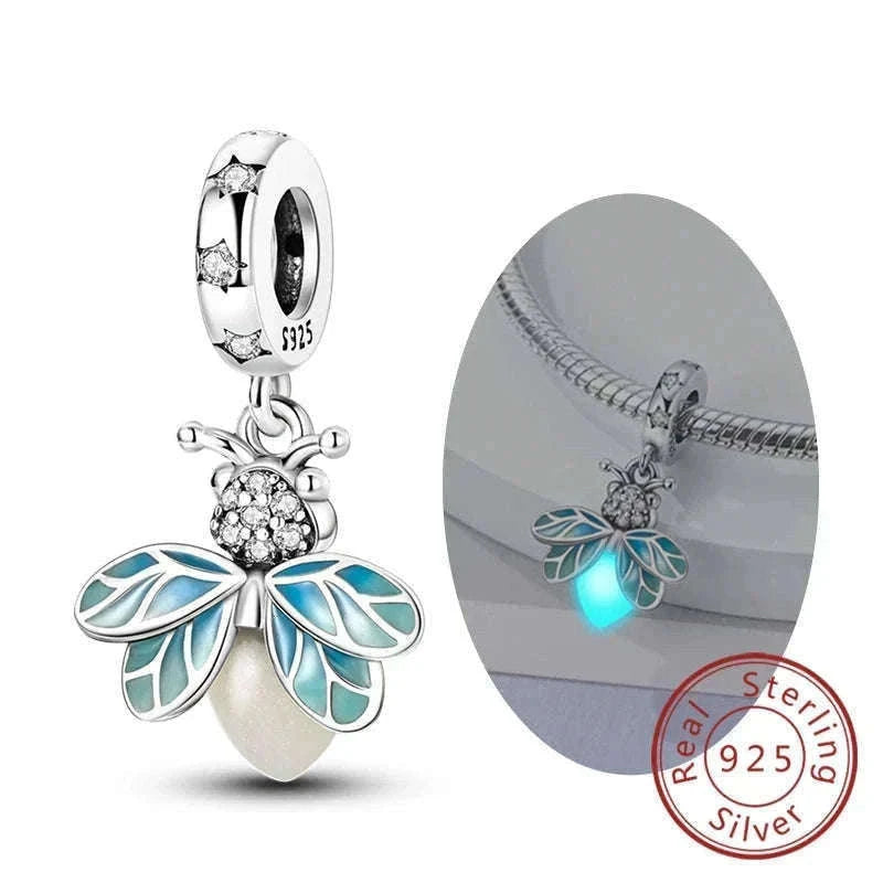 Sterling Silver Firefly, Bee, Butterfly & Hummingbird Charms-KTC191