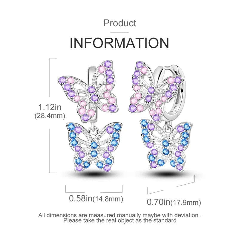 Sterling Silver Star Hoop Earrings with Colored Zirconium-KTE307 / CHINA