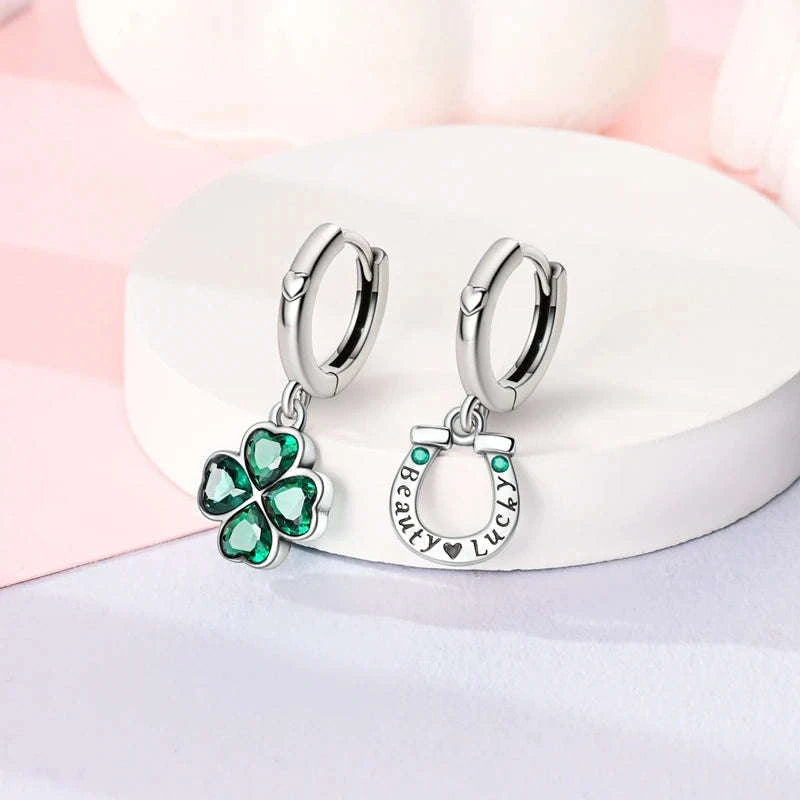 Sterling Silver Star Hoop Earrings with Colored Zirconium-KTE307 / CHINA