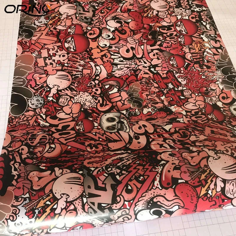 Sticker Bomb Skull Vinyl Wrap Film for Cars, Bikes & Motorcycles-Option 13 / 30cm x 152cm