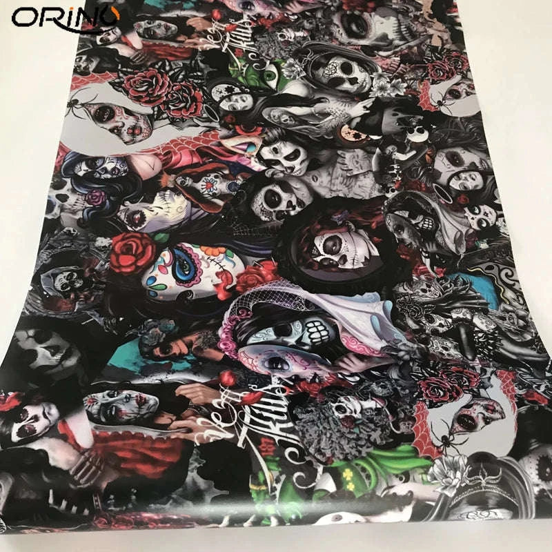 Sticker Bomb Skull Vinyl Wrap Film for Cars, Bikes & Motorcycles-Option 13 / 30cm x 152cm