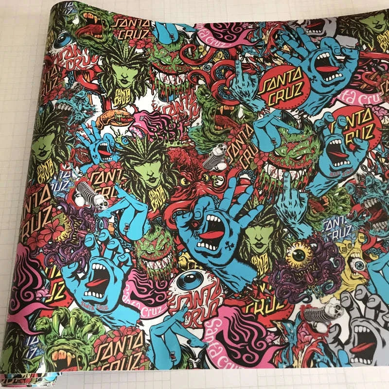 Sticker Bomb Skull Vinyl Wrap Film for Cars, Bikes & Motorcycles-Option 13 / 30cm x 152cm