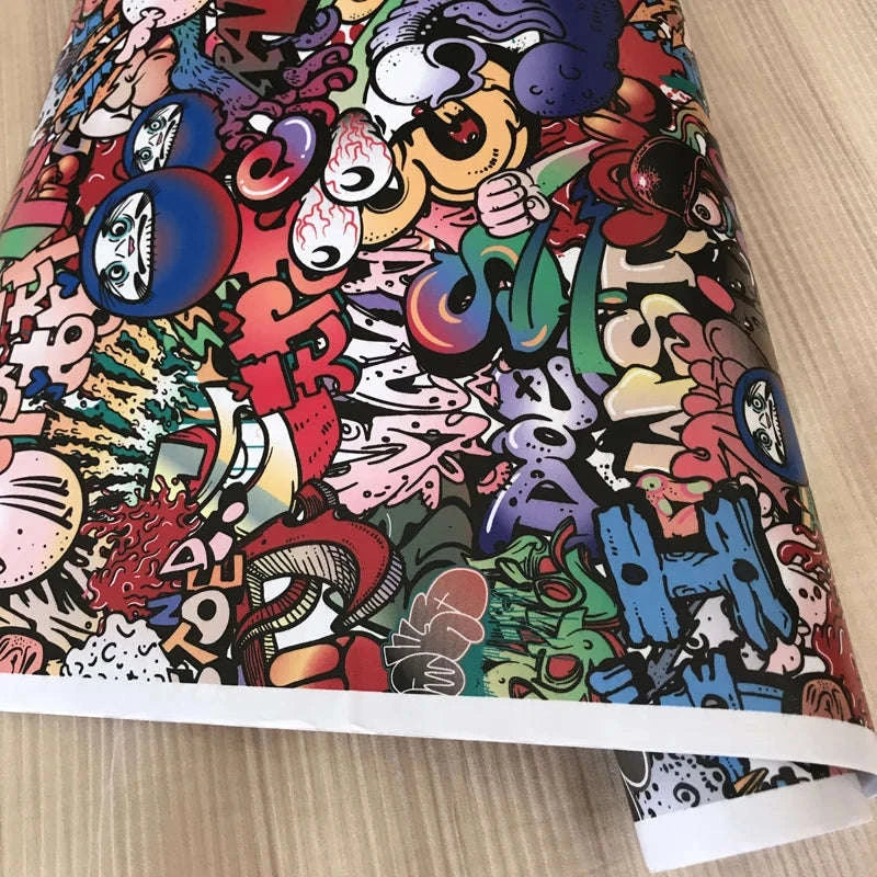 Sticker Bomb Skull Vinyl Wrap Film for Cars, Bikes & Motorcycles-Option 13 / 30cm x 152cm