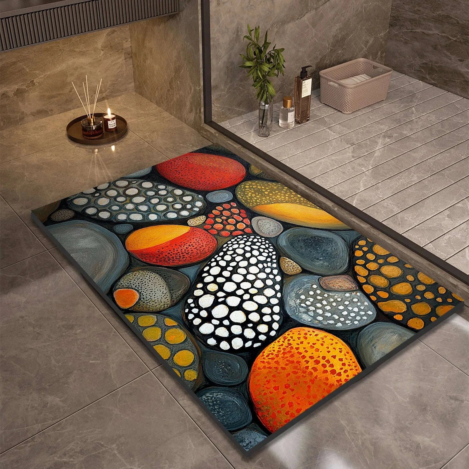 Stone Design Diatomite Bath Mat – Quick Dry Non‑Slip Absorbent Mat-10 / 50cmx80cm