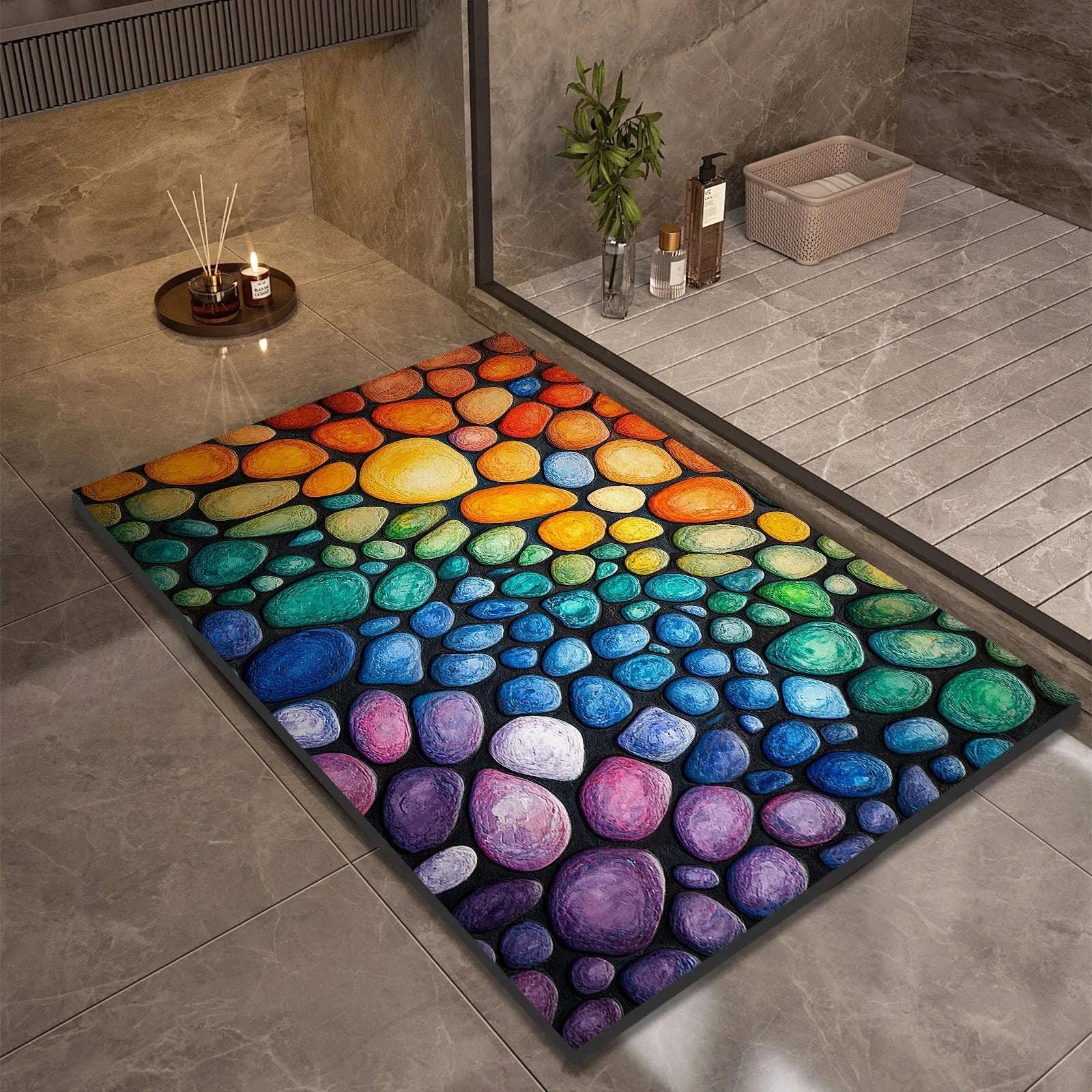 Stone Design Diatomite Bath Mat – Quick Dry Non‑Slip Absorbent Mat-10 / 50cmx80cm