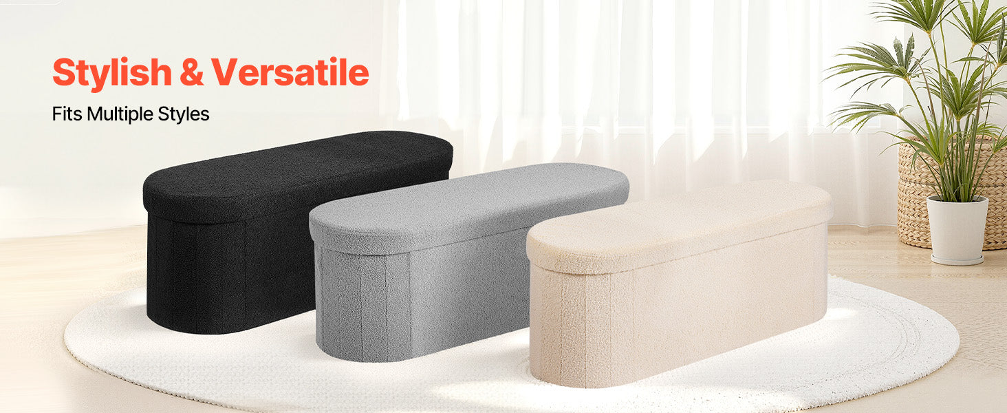 Foldable Storage Ottoman Bench with Hidden Compartments, 660lb Support