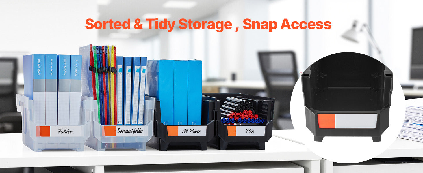 12-Pack Stackable Storage Bins with Front Access for Easy Organization