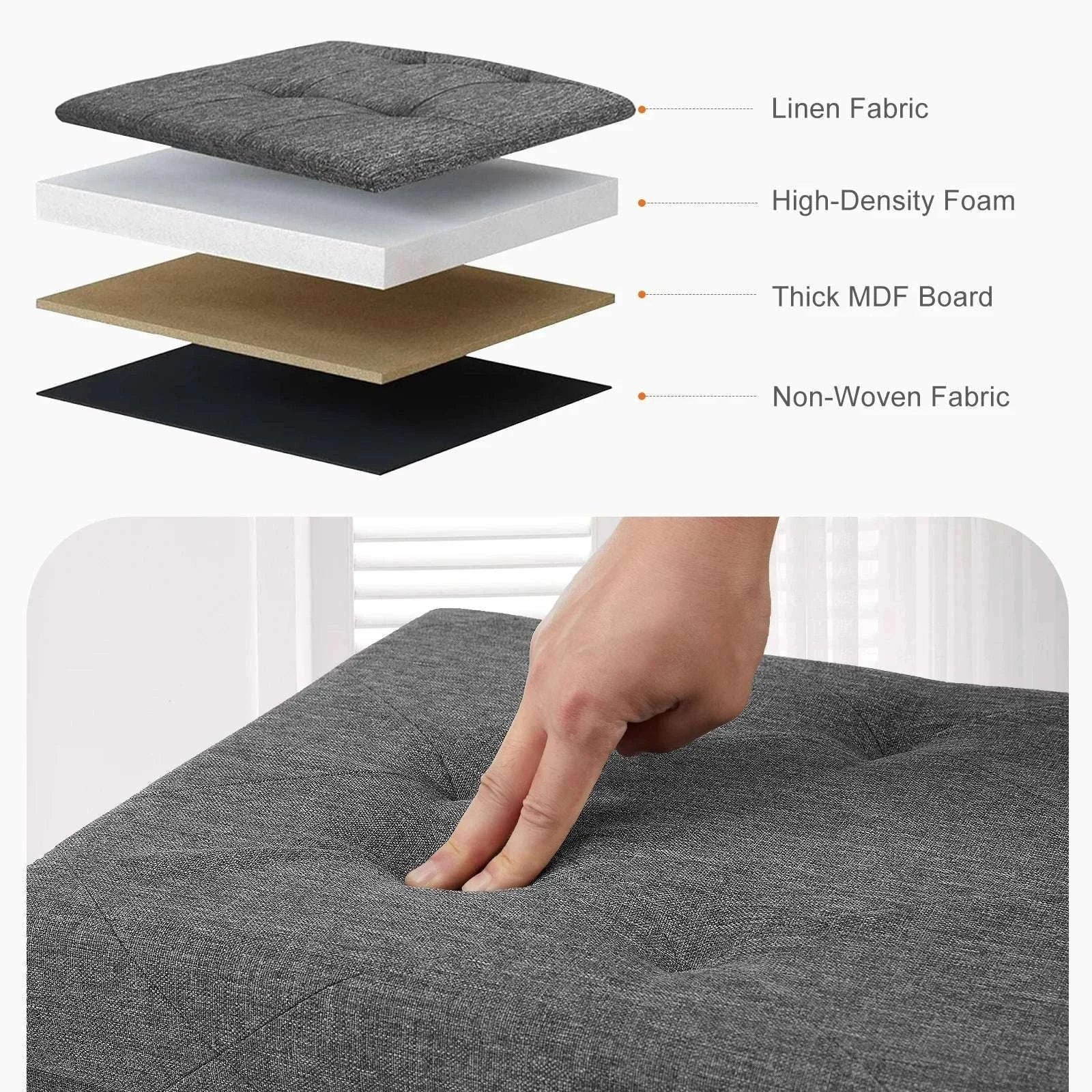Storage Ottoman Bench with Hidden Toy Box Linen Stool 43in-SMALL / United States