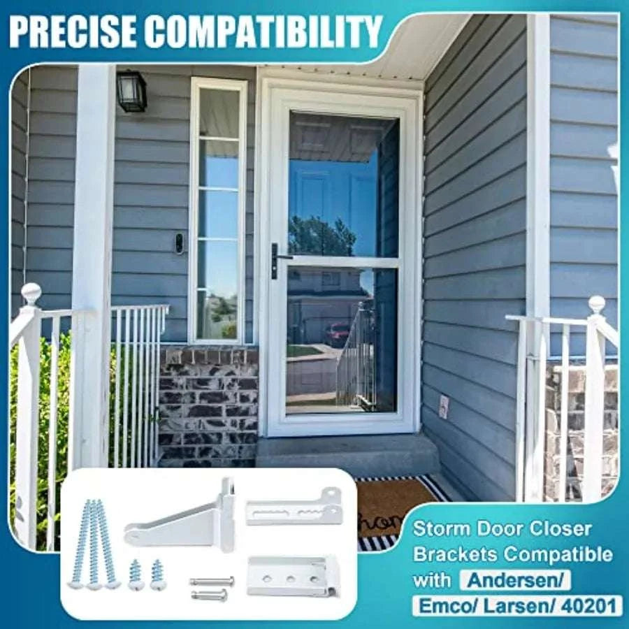Storm Door Closer Kit with Brackets for Andersen Pella Larson-United States / White