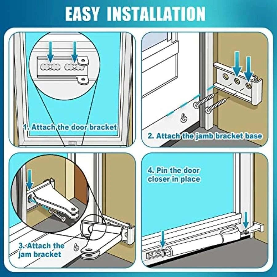 Storm Door Closer Kit with Brackets for Andersen Pella Larson-United States / White