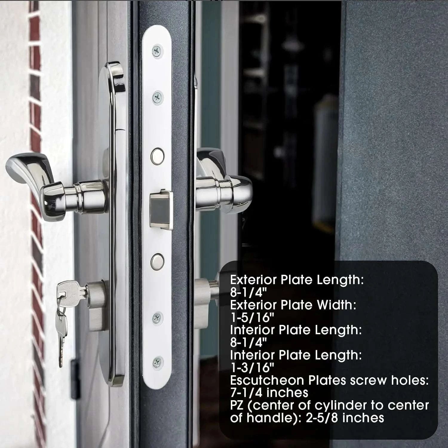 Storm Door Handle Replacement Set with Key Lock Brushed Nickel-United States
