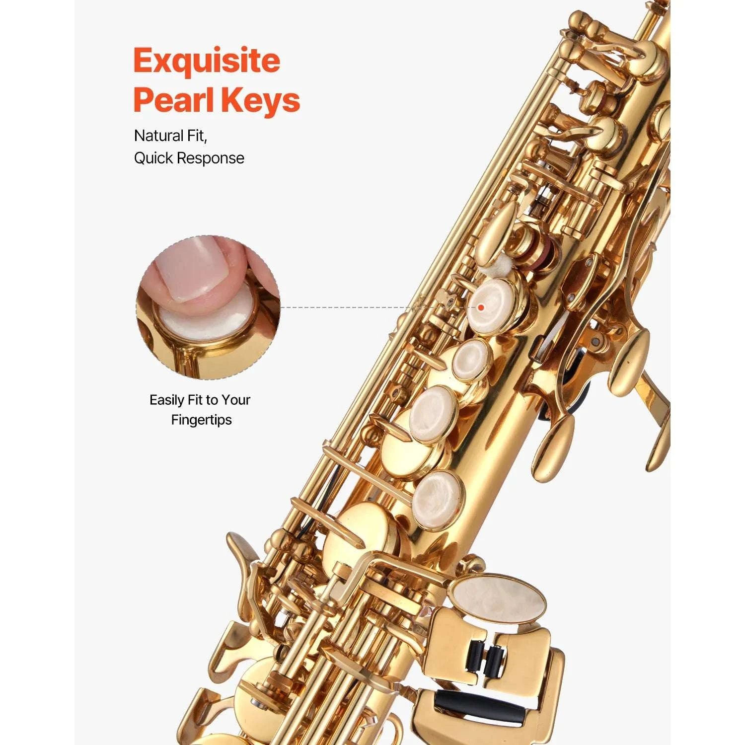 Straight Soprano Saxophone B Flat 23 Keys Beginner Kit-High-tone / United States