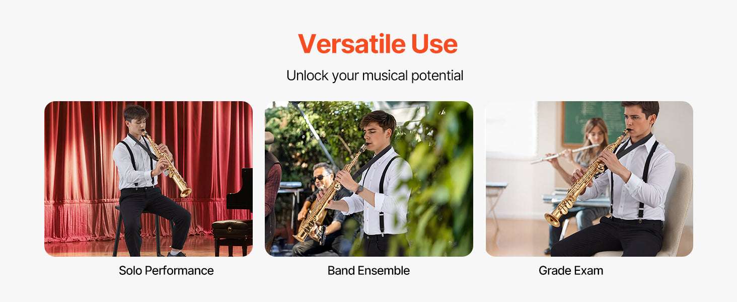 Straight Soprano Saxophone B Flat 23 Keys Beginner Kit-High-tone / United States