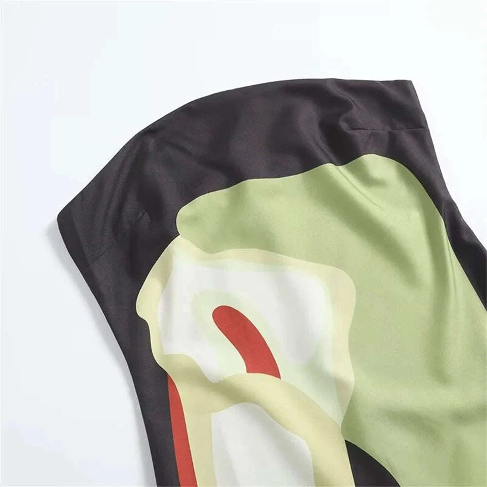 Strapless Printed Maxi Dress-green / L / CHINA