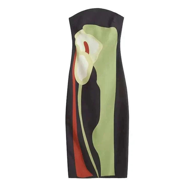 Strapless Printed Maxi Dress with Flowy, Feminine Silhouette-green / L / CHINA