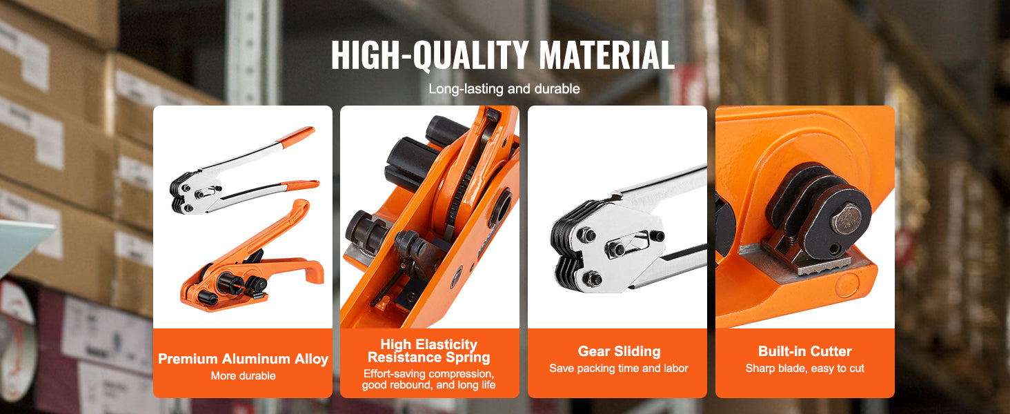 Pallet Packaging Strapping Banding Kit with Tensioner & Sealer