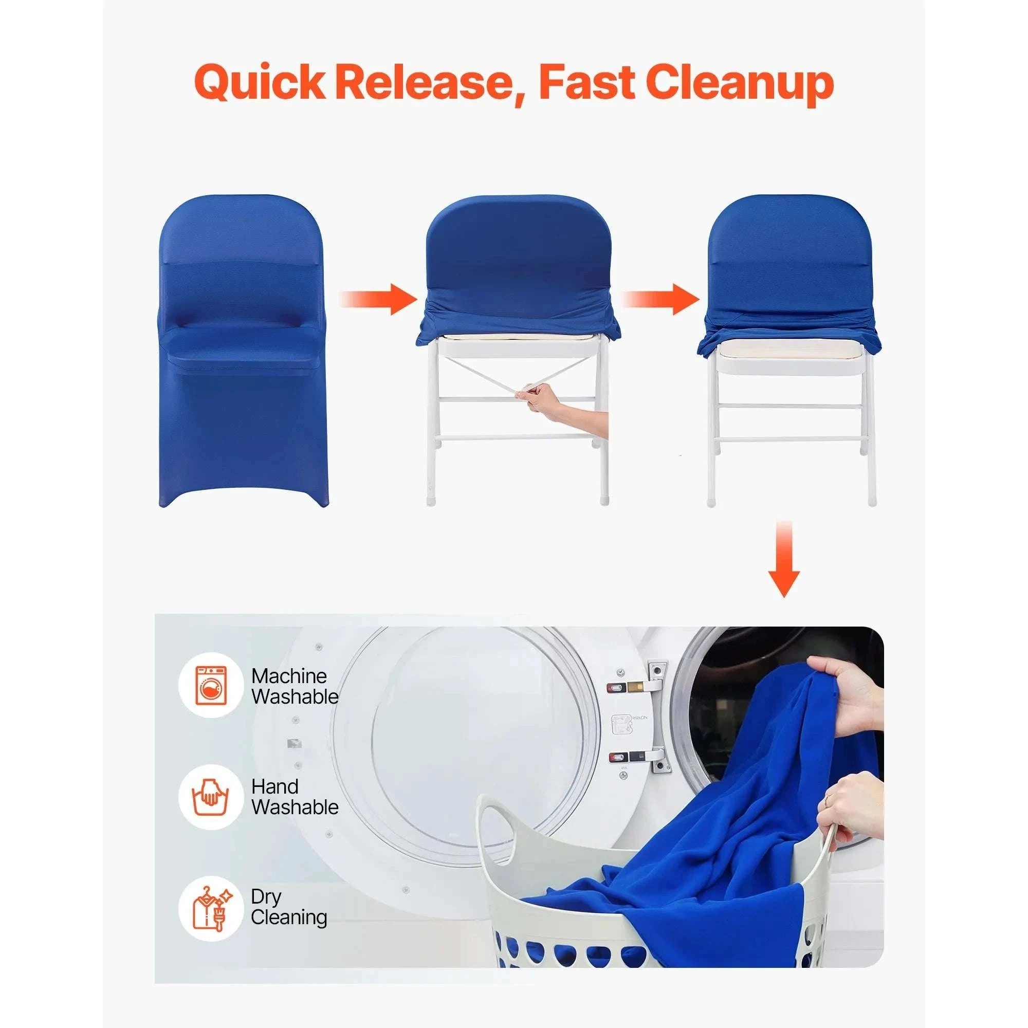 Stretch Chair Covers for Events – Polyester Spandex Slipcovers Set-United States / Blue