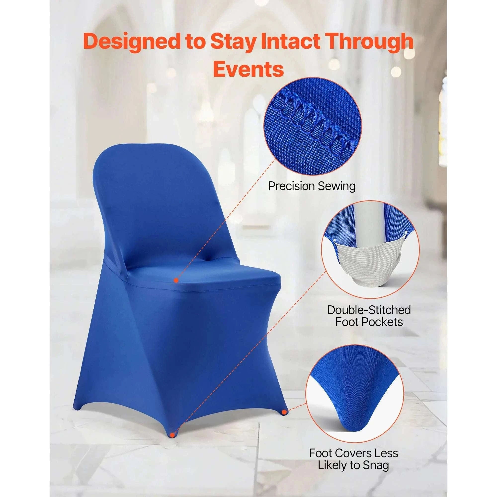 Stretch Chair Covers for Events – Polyester Spandex Slipcovers Set-United States / Blue