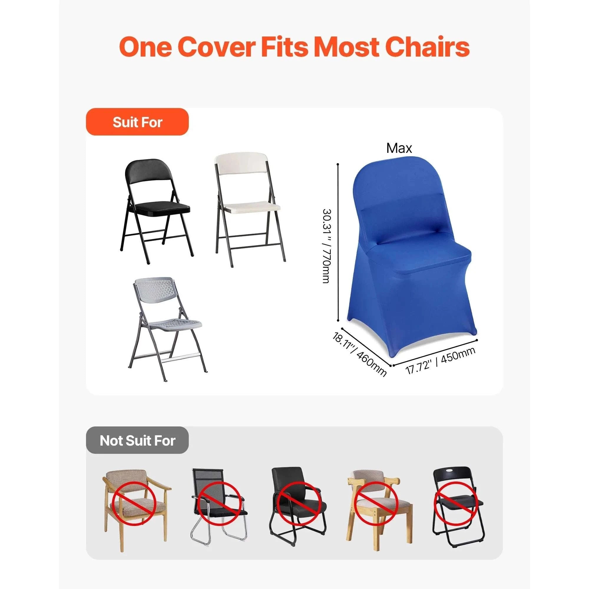 Stretch Chair Covers for Events – Polyester Spandex Slipcovers Set-United States / Blue