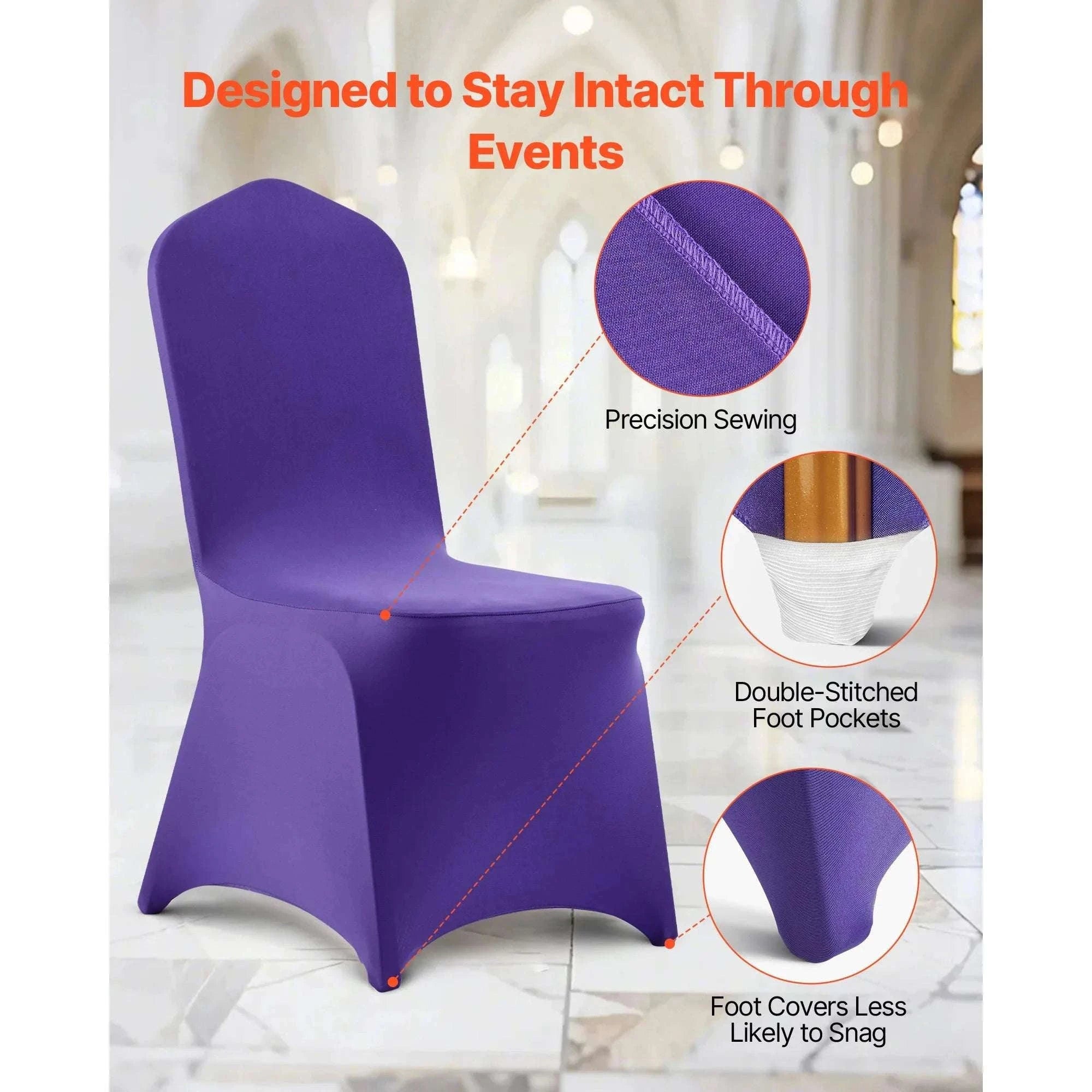 Stretch Chair Covers for Events – Polyester Spandex Slipcovers Set-United States / Purple   50
