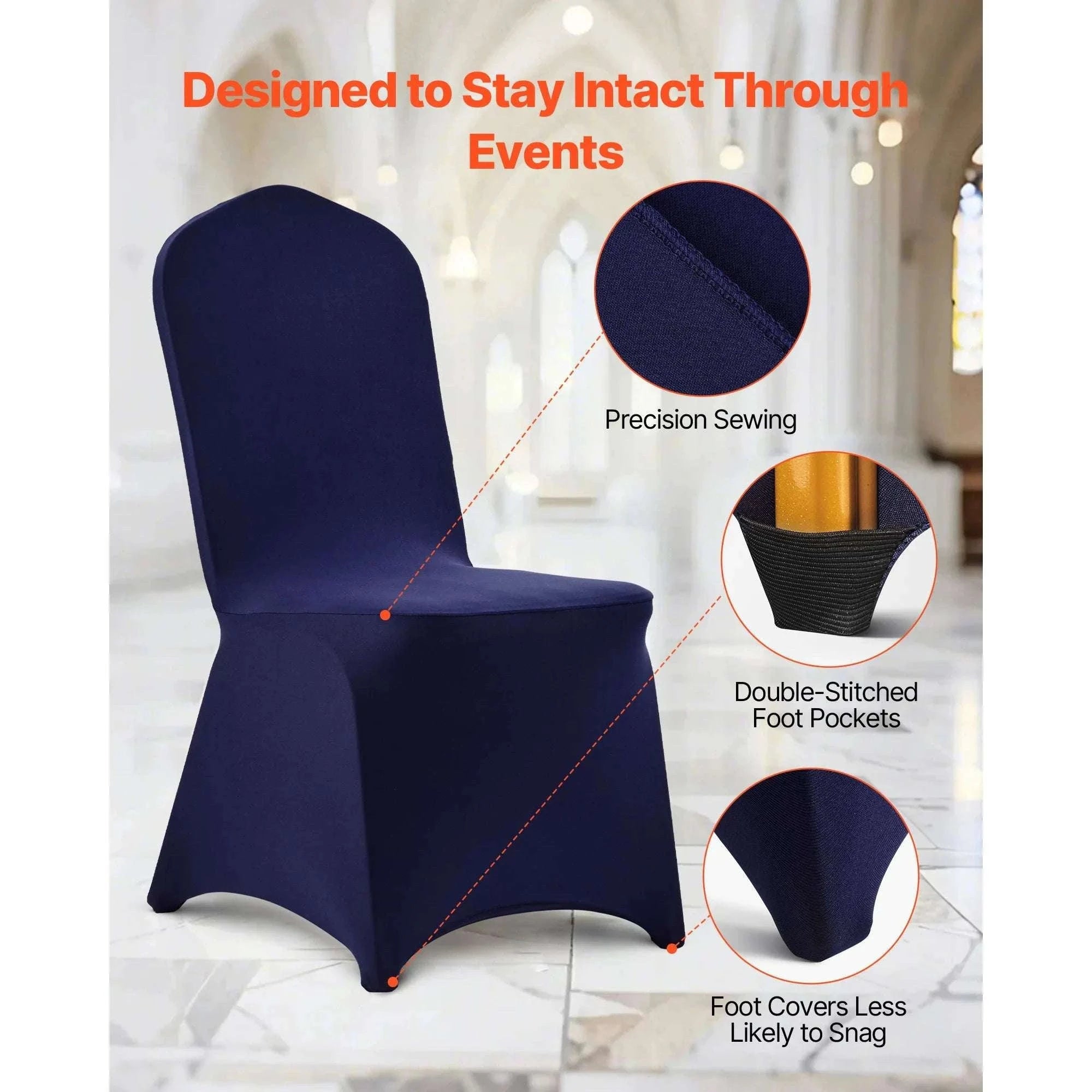 Stretch Chair Covers for Events – Polyester Spandex Slipcovers Set-United States / Purple   50