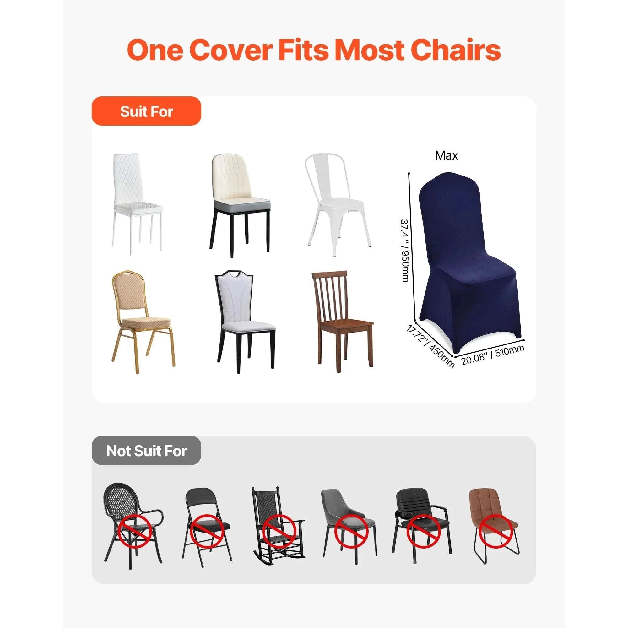 Stretch Chair Covers for Events – Polyester Spandex Slipcovers Set-United States / Purple   50