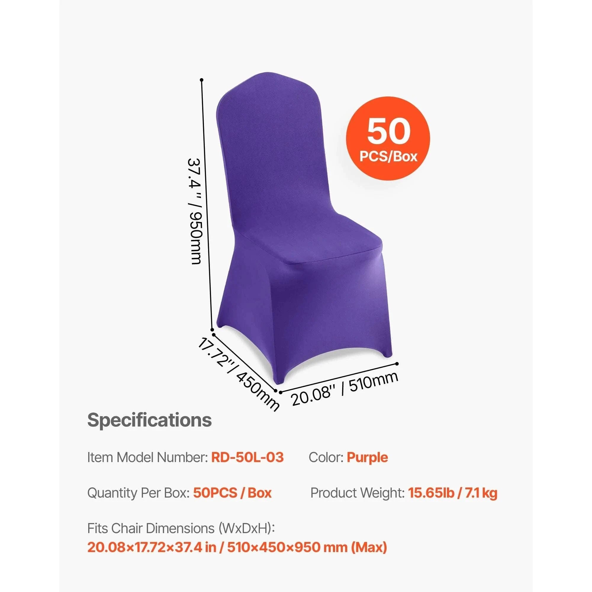 Stretch Chair Covers for Events – Polyester Spandex Slipcovers Set-United States / Purple   50