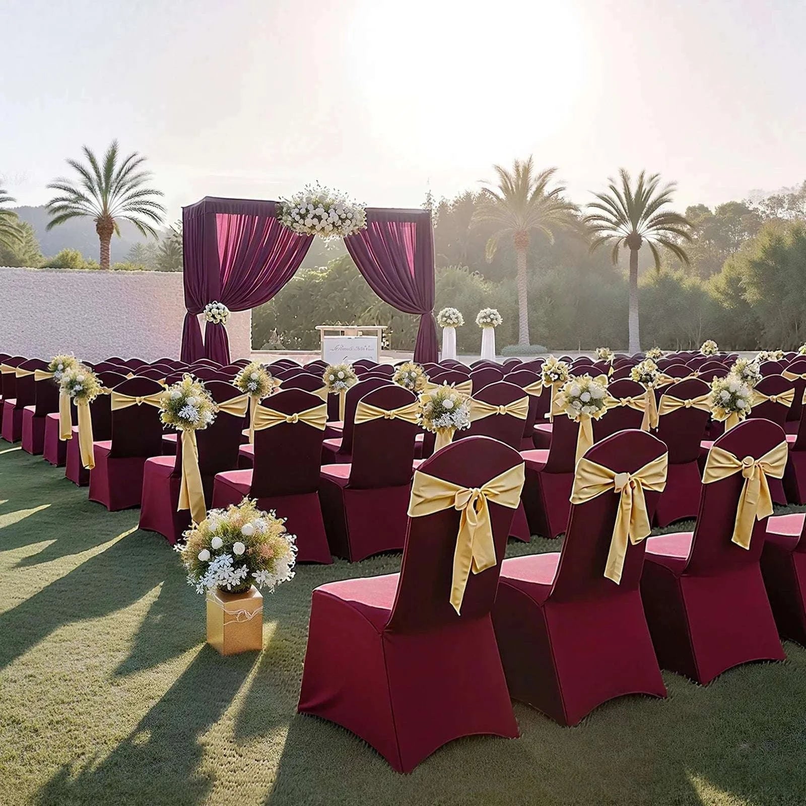 Stretch Chair Covers for Events – Polyester Spandex Slipcovers Set-United States / Purple   50