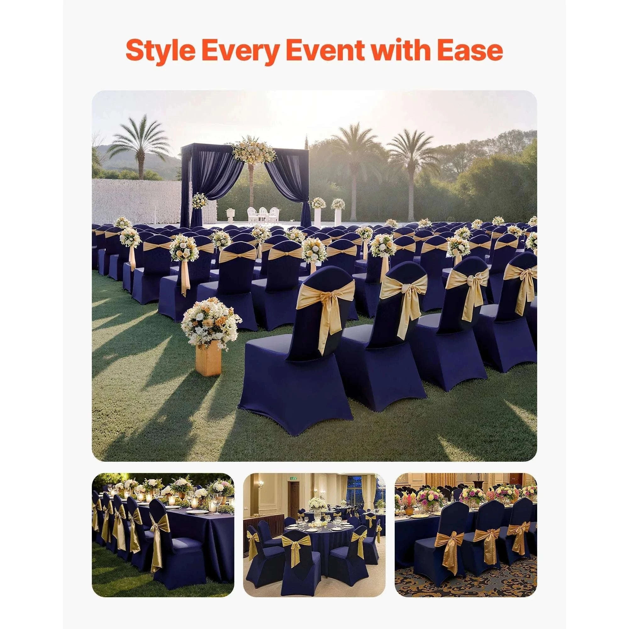 Stretch Chair Covers for Events – Polyester Spandex Slipcovers Set-United States / Purple   50