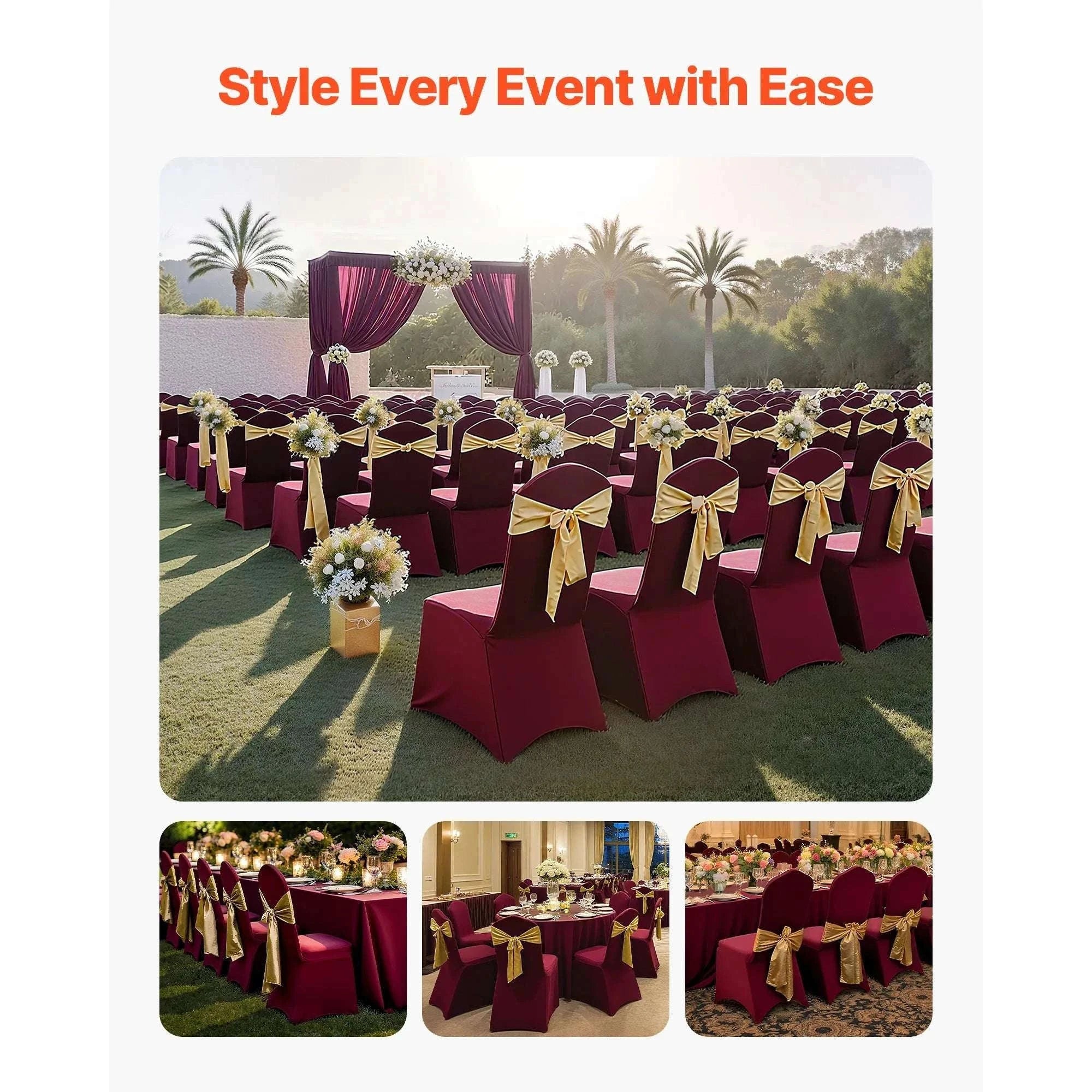 Stretch Chair Covers for Events – Polyester Spandex Slipcovers Set-United States / Purple   50