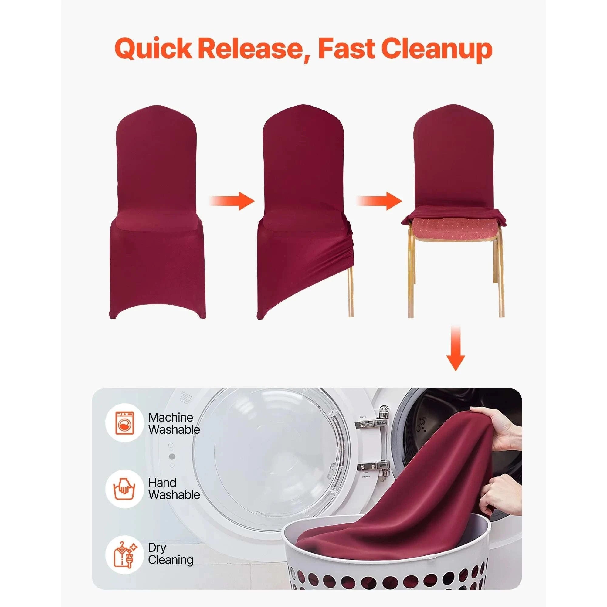 Stretch Chair Covers for Events – Polyester Spandex Slipcovers Set-United States / Purple   50