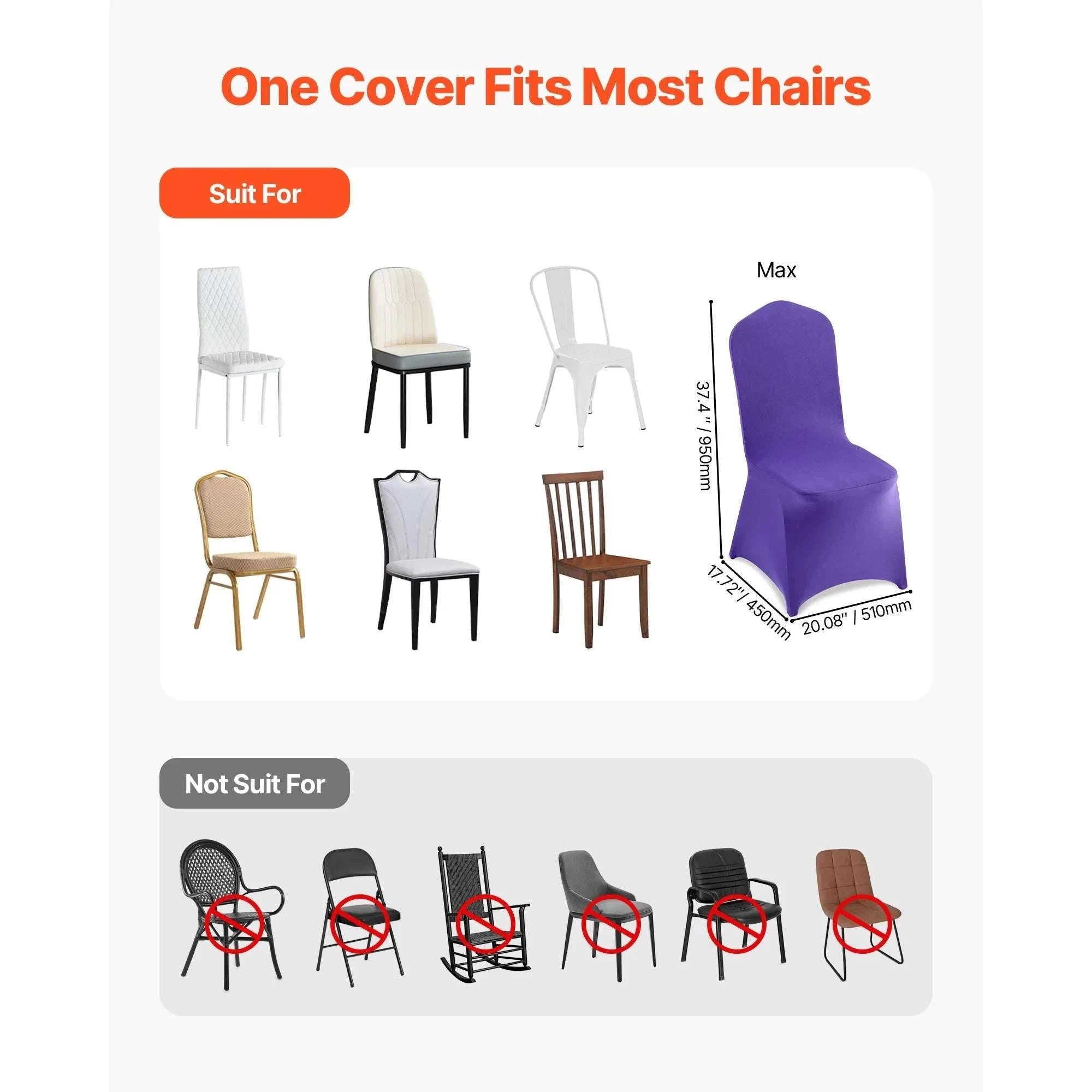 Stretch Chair Covers for Events – Polyester Spandex Slipcovers Set-United States / Purple   50