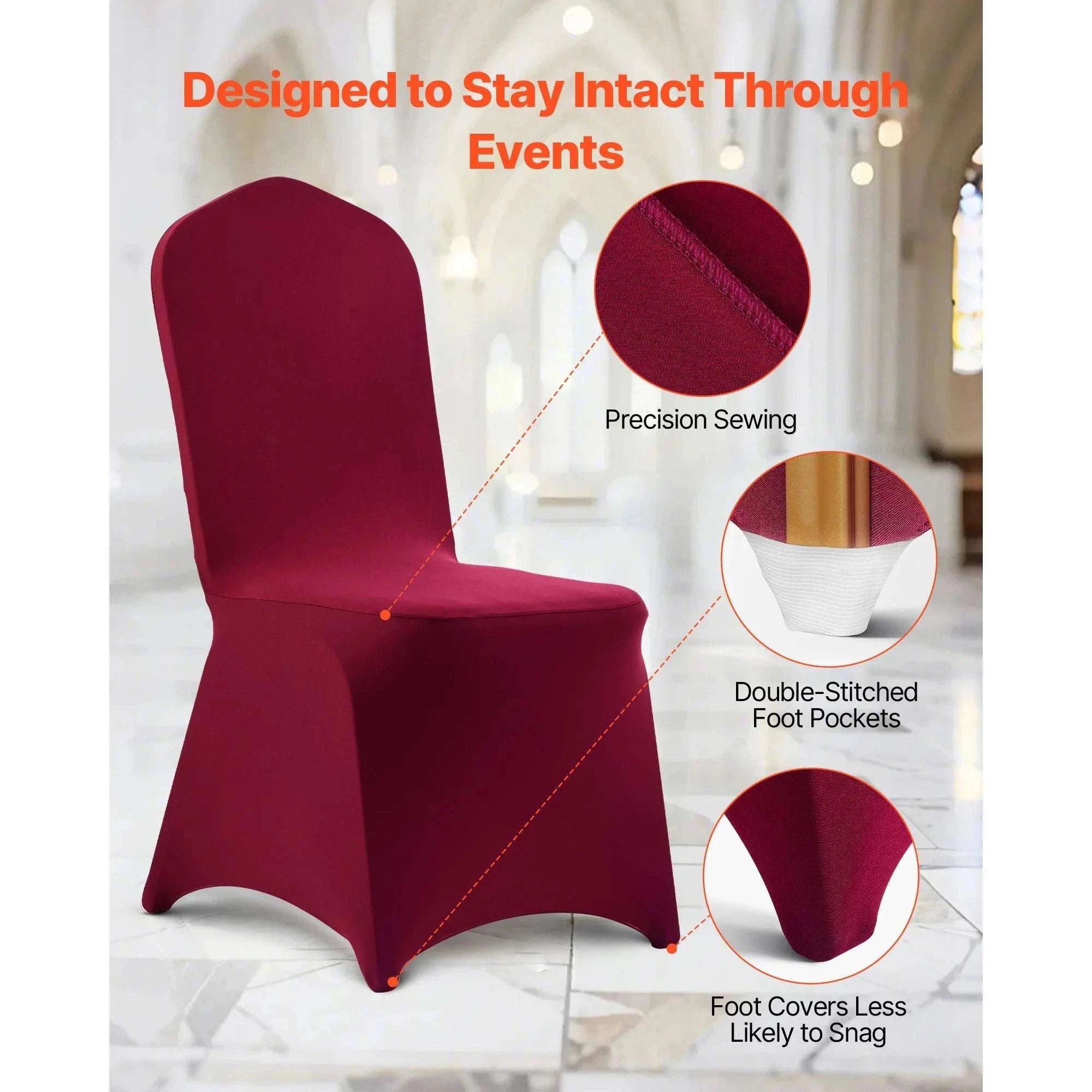 Stretch Chair Covers for Events – Polyester Spandex Slipcovers Set-United States / Purple   50