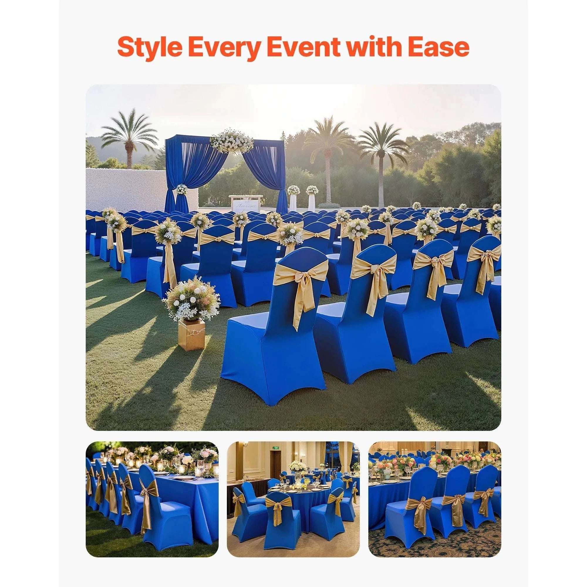 Stretch Chair Covers for Events – Polyester Spandex Slipcovers Set-United States / Purple   50