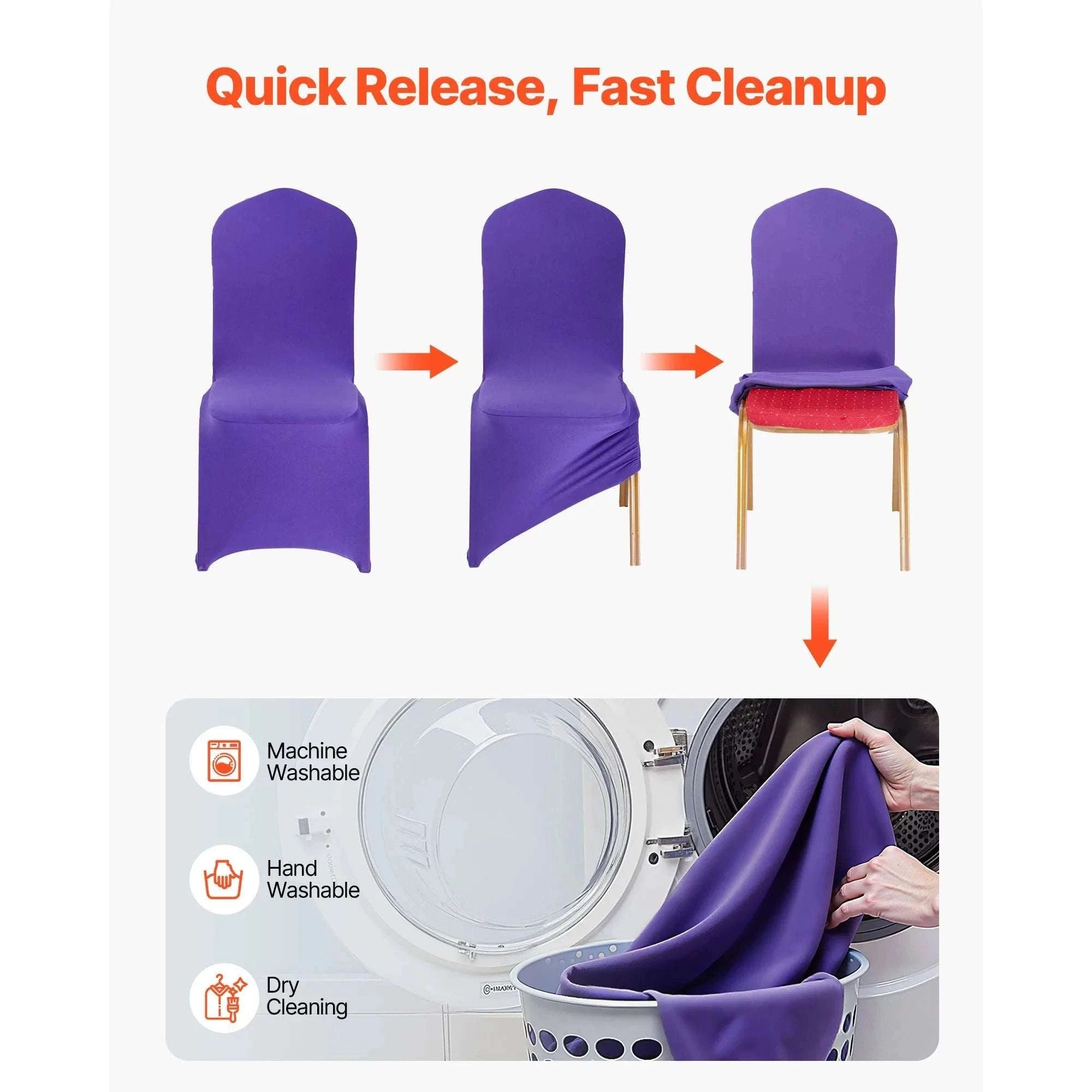 Stretch Chair Covers for Events – Polyester Spandex Slipcovers Set-United States / Purple   50