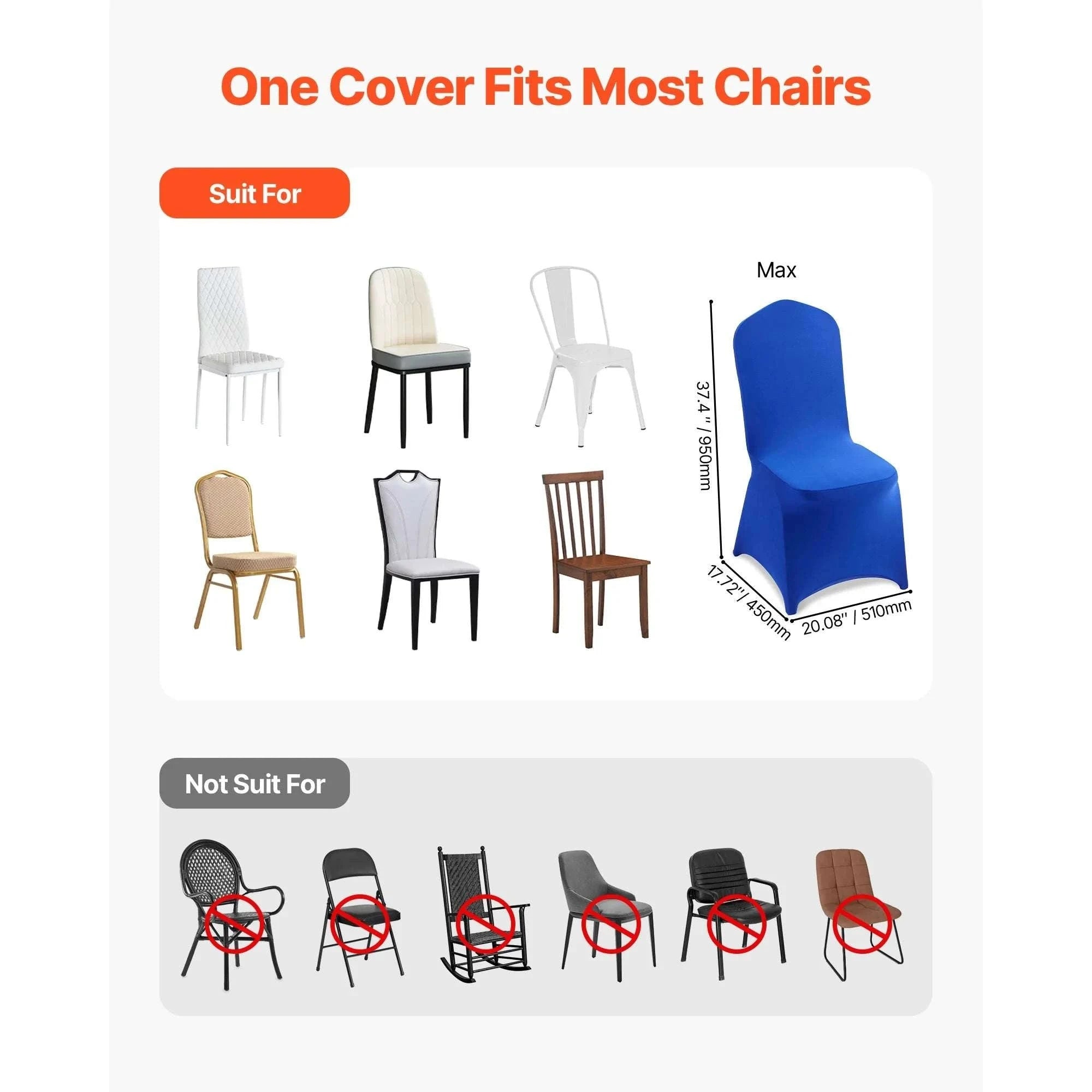 Stretch Chair Covers for Events – Polyester Spandex Slipcovers Set-United States / Purple   50