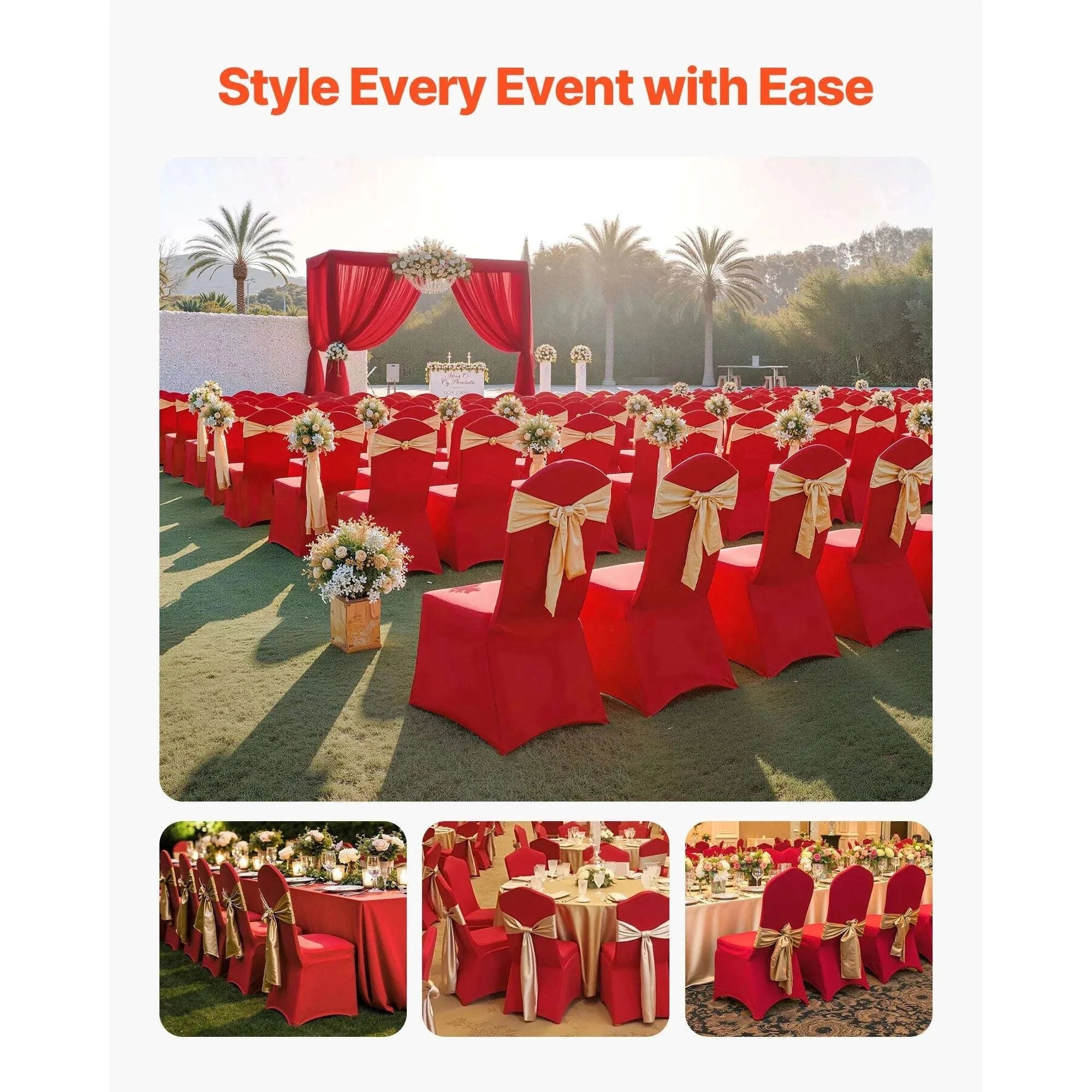 Stretch Chair Covers for Events – Polyester Spandex Slipcovers Set-United States / Purple   50