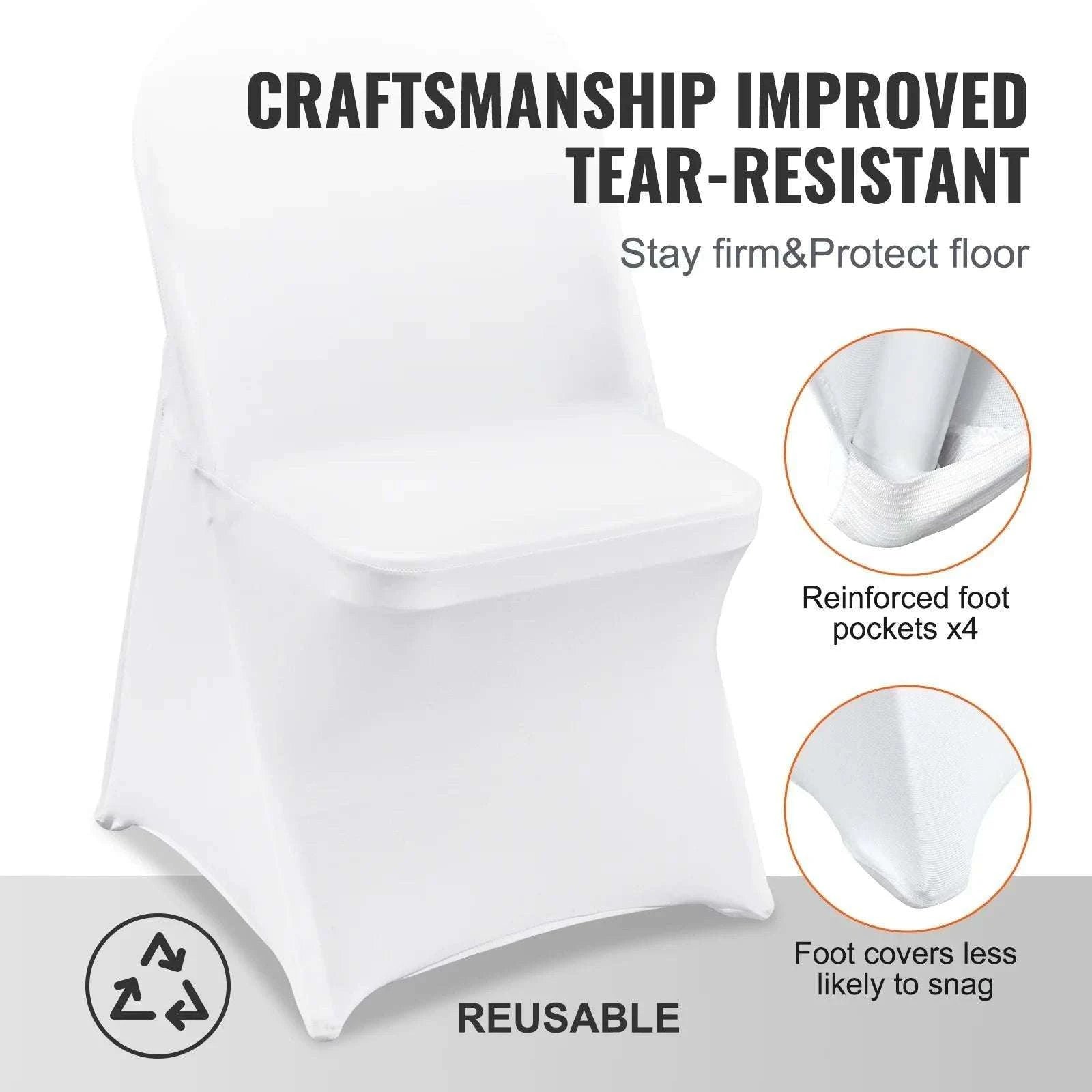 Stretch Spandex Chair Covers (50 Pack) for Weddings & Events-United States / 30 / ivory white